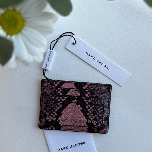 MARC JACOBS Snake-embossed Leather Card Case In Pink- wallet  NWT - Picture 4 of 4